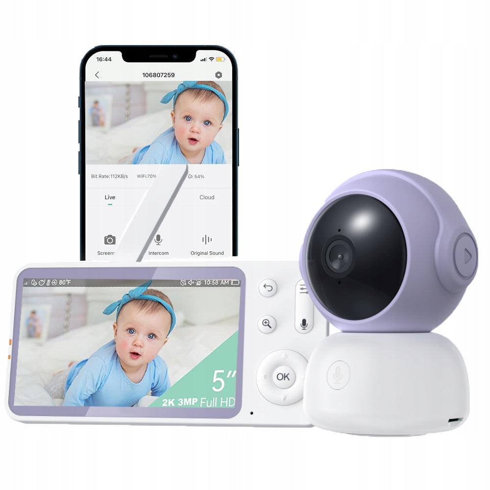 Baby monitor with camera and sound – 2K color night vision mode