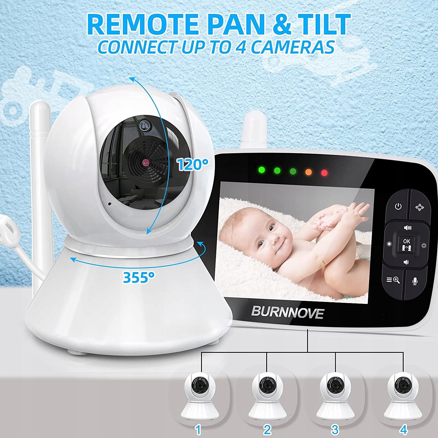 Baby monitor with rotating camera and monitor Manufacturer code 465