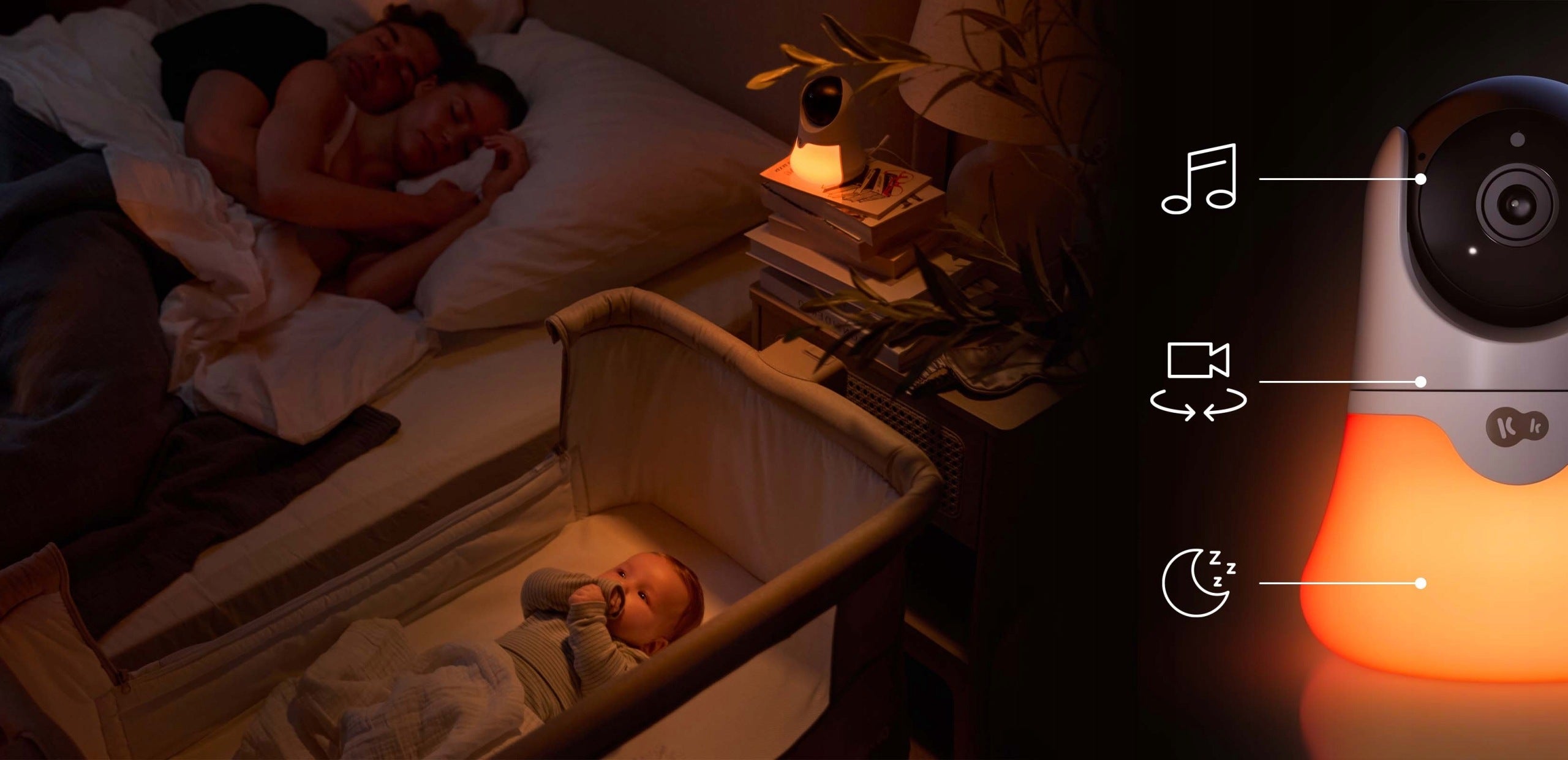 Baby monitor with wireless camera Kinderkraft NITEEYE GLOW Manufacturer code KENIGL00WHT0000