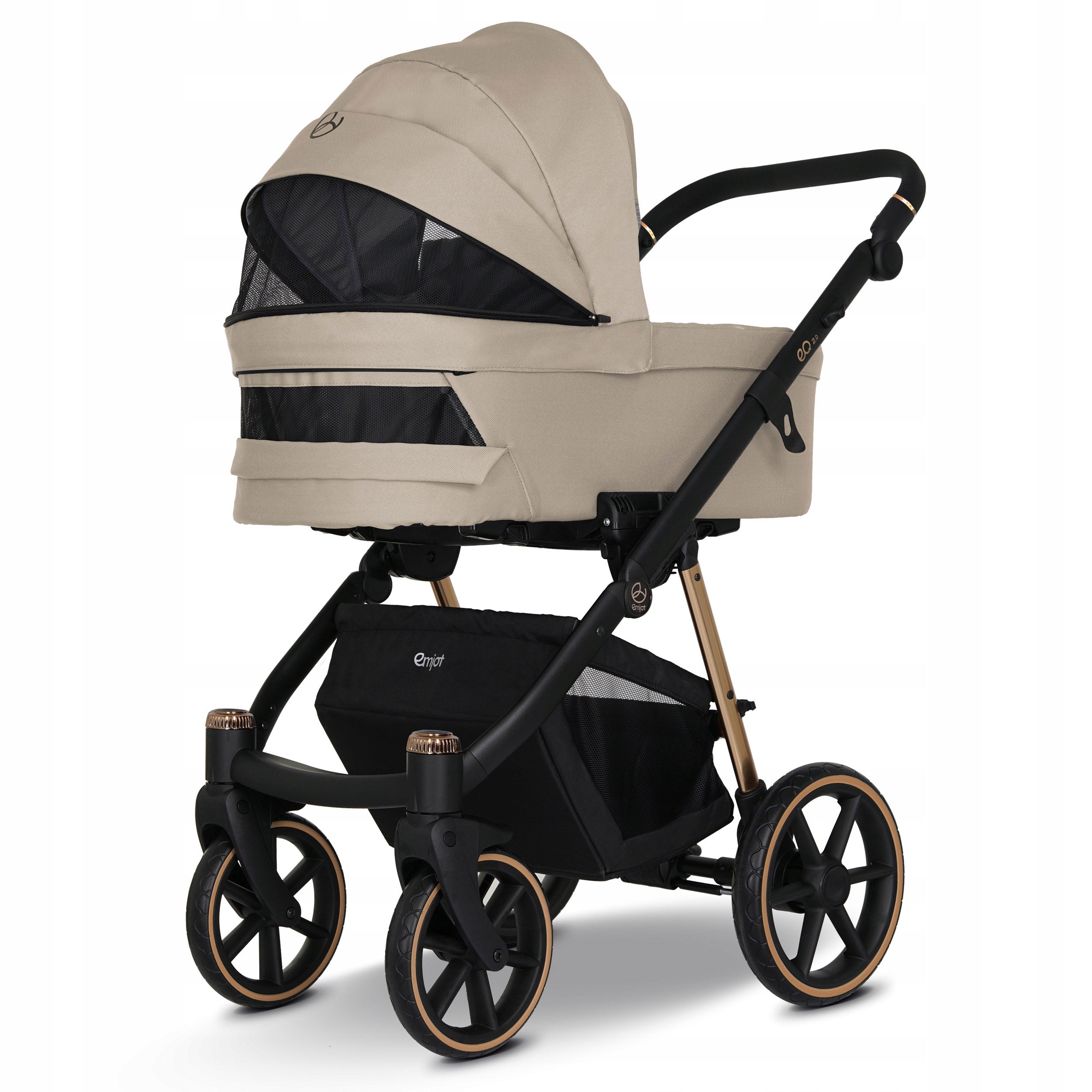 Baby stroller 4in1 EMJOT EQ 2.0 GOLD multifunctional beige Cosmo base isofix Manufacturer code EMJOT EQ2.0 GOLD 02 -4w1