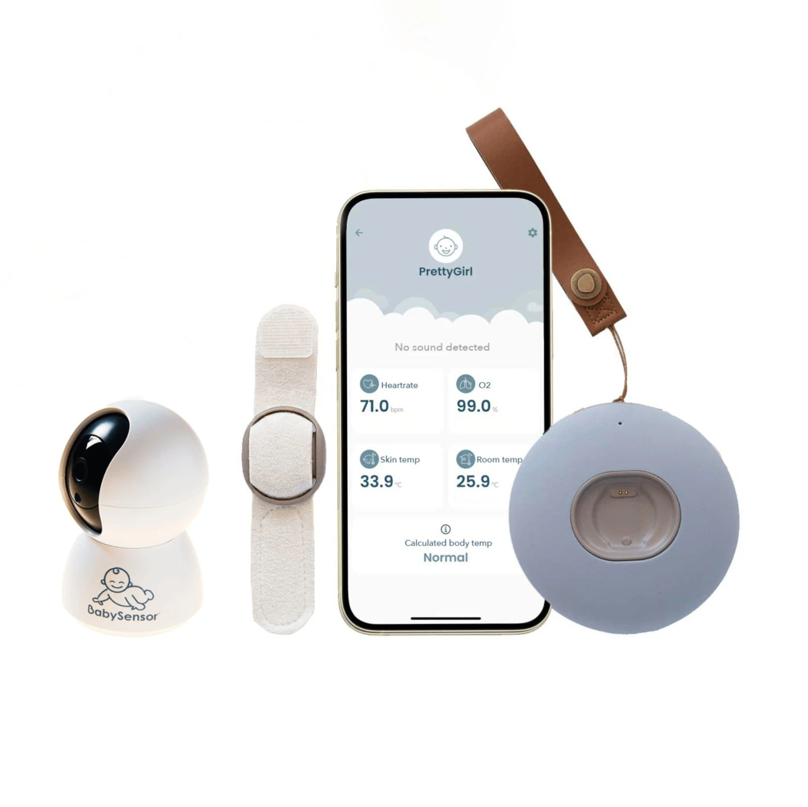 BabySensor Relax Chytrý senzor pro děti 0m-5let SET s HD kamerou, pásek
