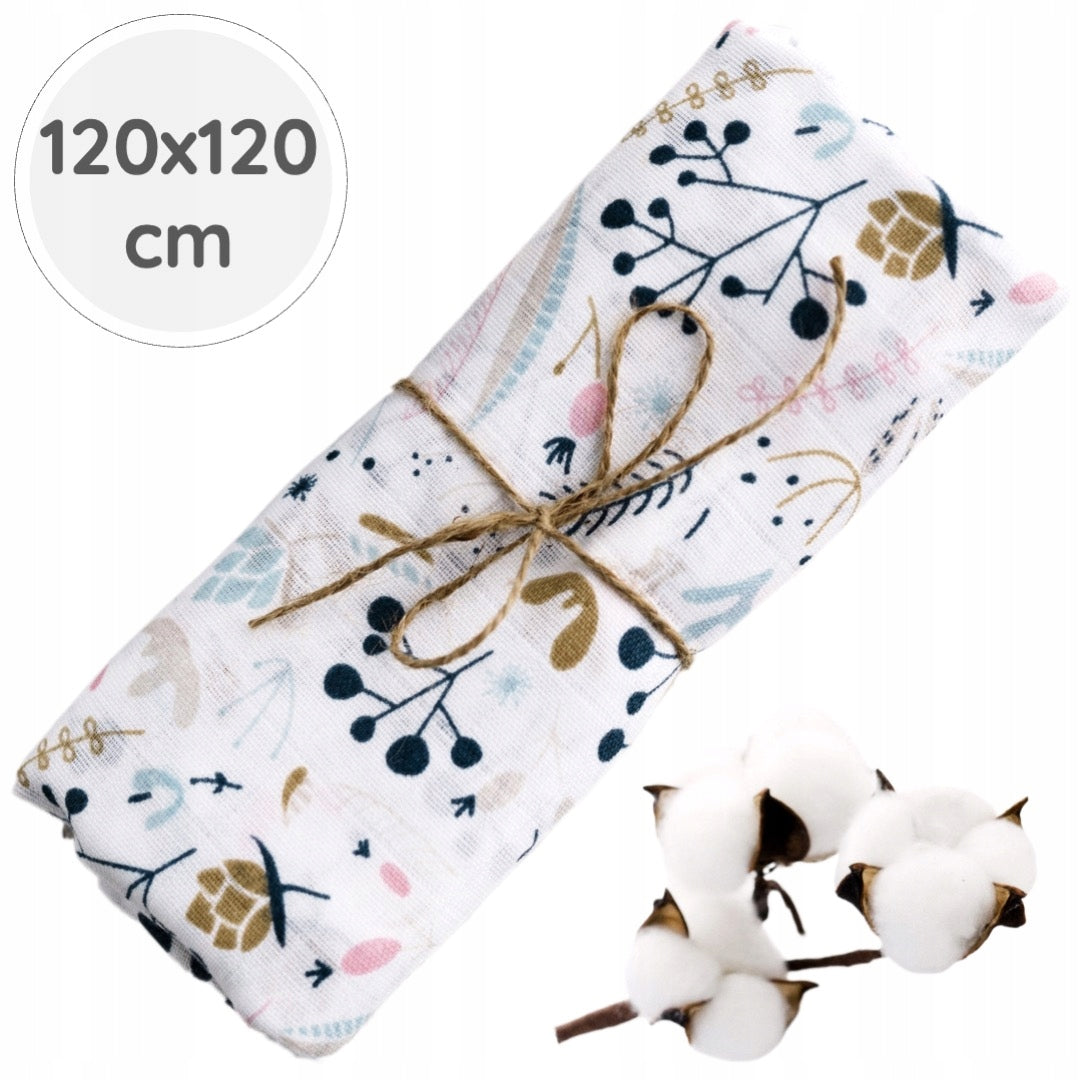 BabyU, Muslin Swaddle Infant Diaper Delicate 120x120 cm