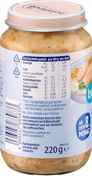 Babylove BIO Vegetables with Rice and Mintai from 8 months Germany 220 g Age range from 8 months