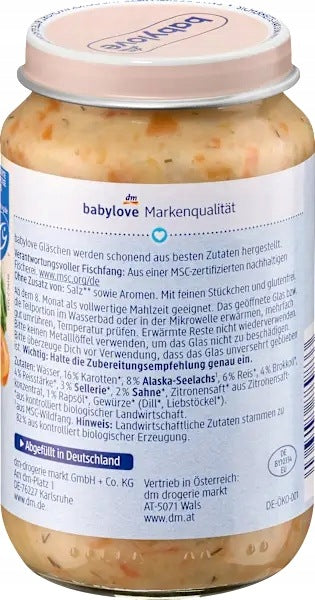Babylove BIO Vegetables with Rice and Mintai from 8 months Germany 220 g Brand Babylove