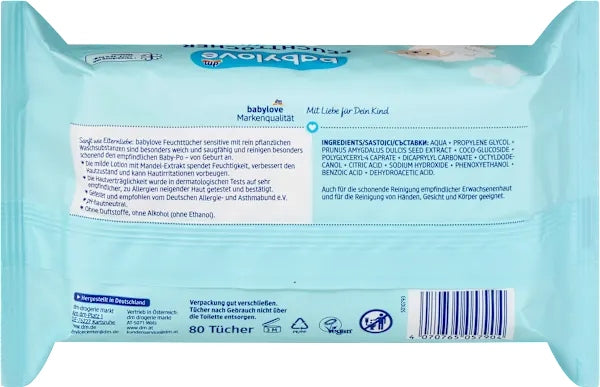 Babylove Sensitive Moisturized Wipes without Fragrance from Birth 160 pcs. Brand Babylove