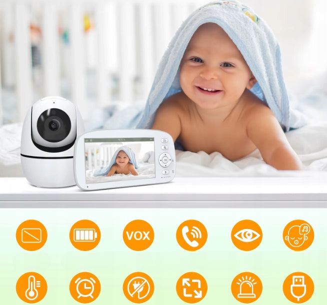 Babyphone Camera Video 5 HD Baby Monitor, 5000 mAh 350°[Certificate] Packaging status original