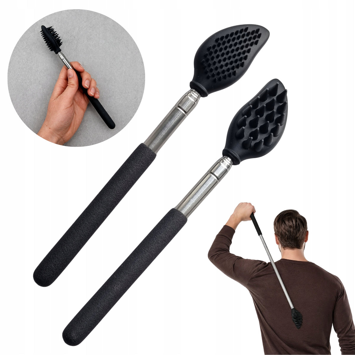 Back Scratcher Pocket Scratcher Telescopic Folding 64cm Silicone