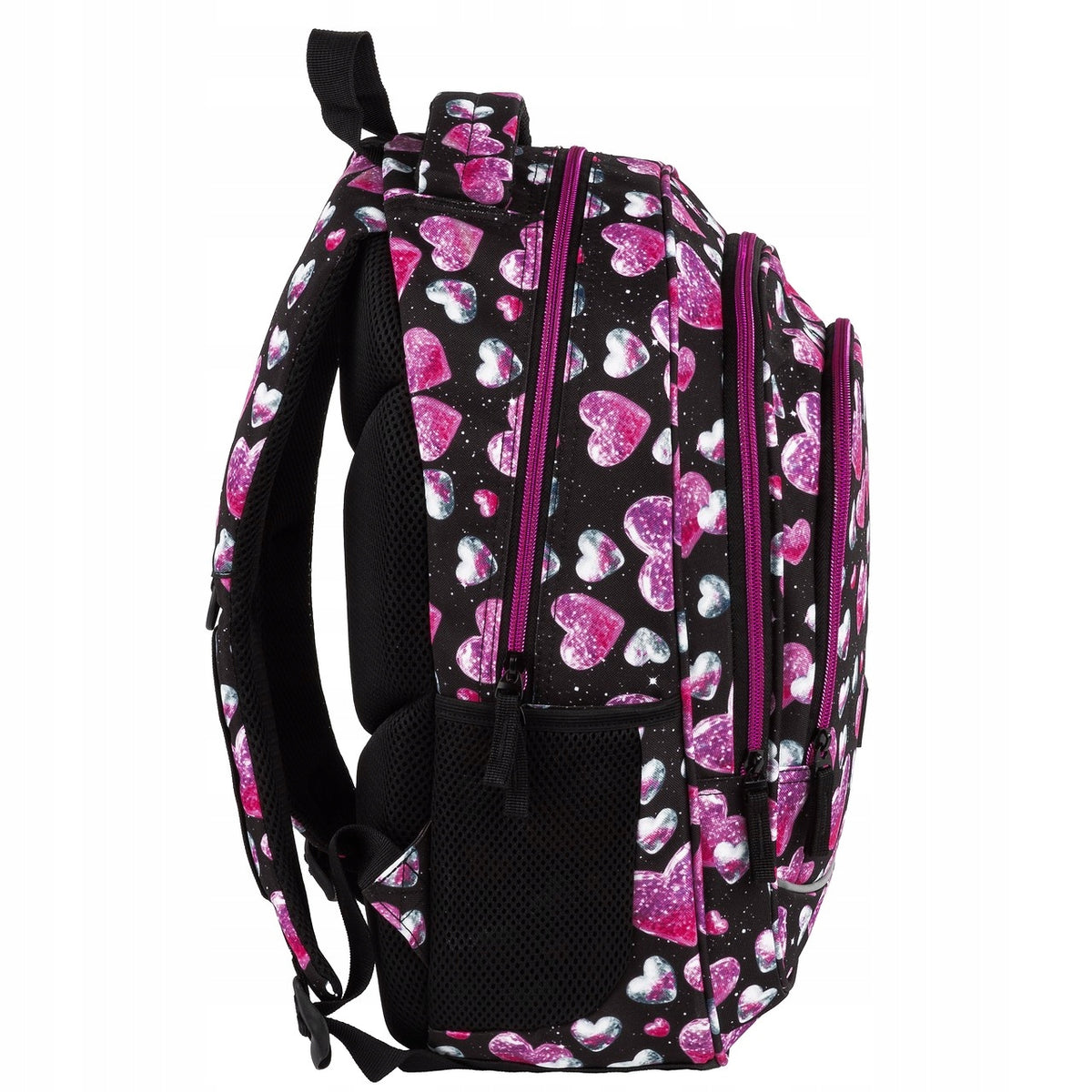 BackUP School Backpack Glitter Hearts for Girls X32 Derform Manufacturer code plecak 30x42x20 1zam 4kiesz backup 8x32 derf
