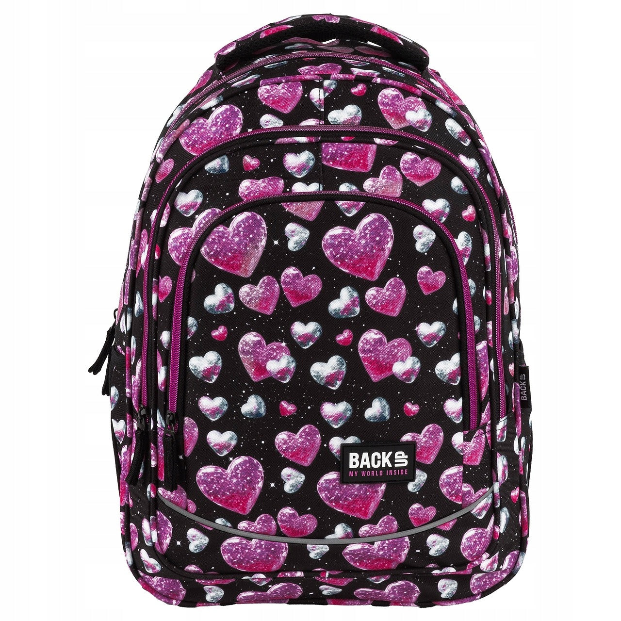 BackUP School Backpack Glitter Hearts for Girls X32 Derform Packaging status original