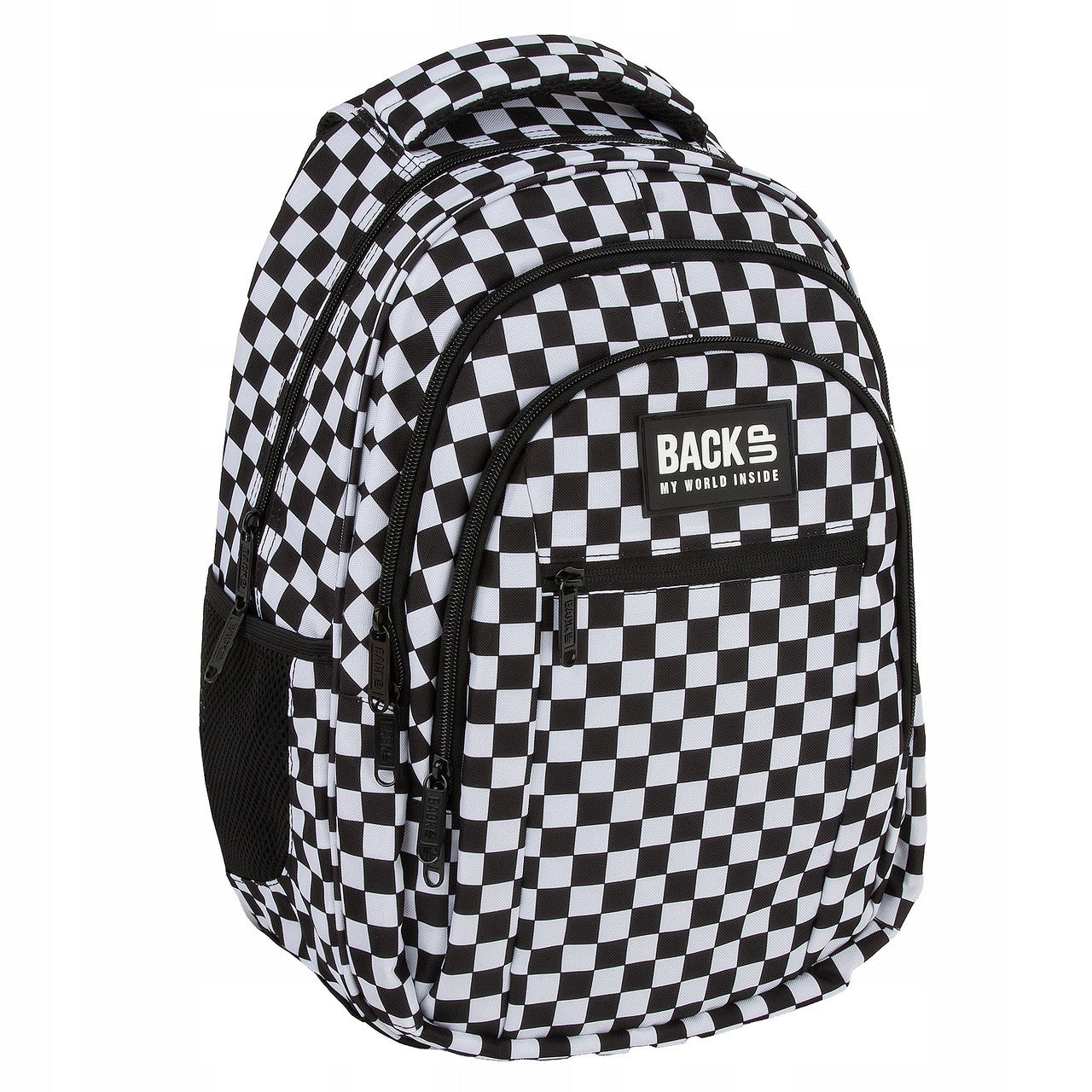 BackUP Unisex School Backpack Chessboard Black and White O94 Derform