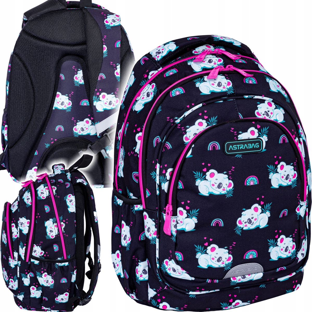 Backpack 20L Astrabag Sleepy Koala 3 compartments, AB330 for girls class 1-3