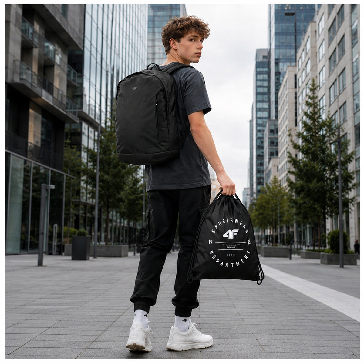 Backpack 4F tourist school city + shoe bag training clothing PW5 Brand 4F