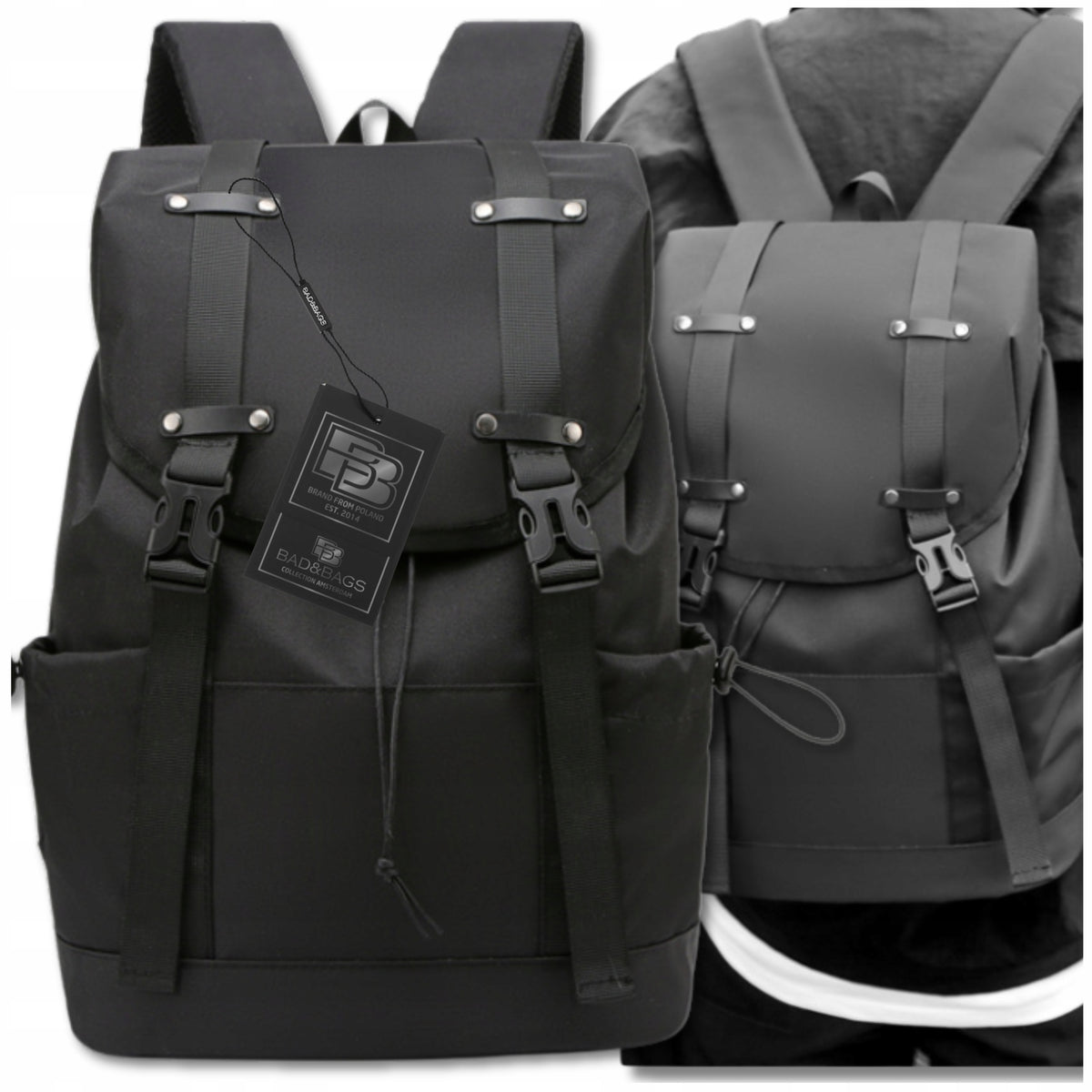 Backpack BLACK For Airplane Travel City A4 Waterproof Handheld Spacious