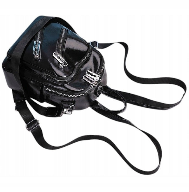 Backpack Bag 2in1 Women's Eco Leather Black Lacquered Razor Gift Packaging status original