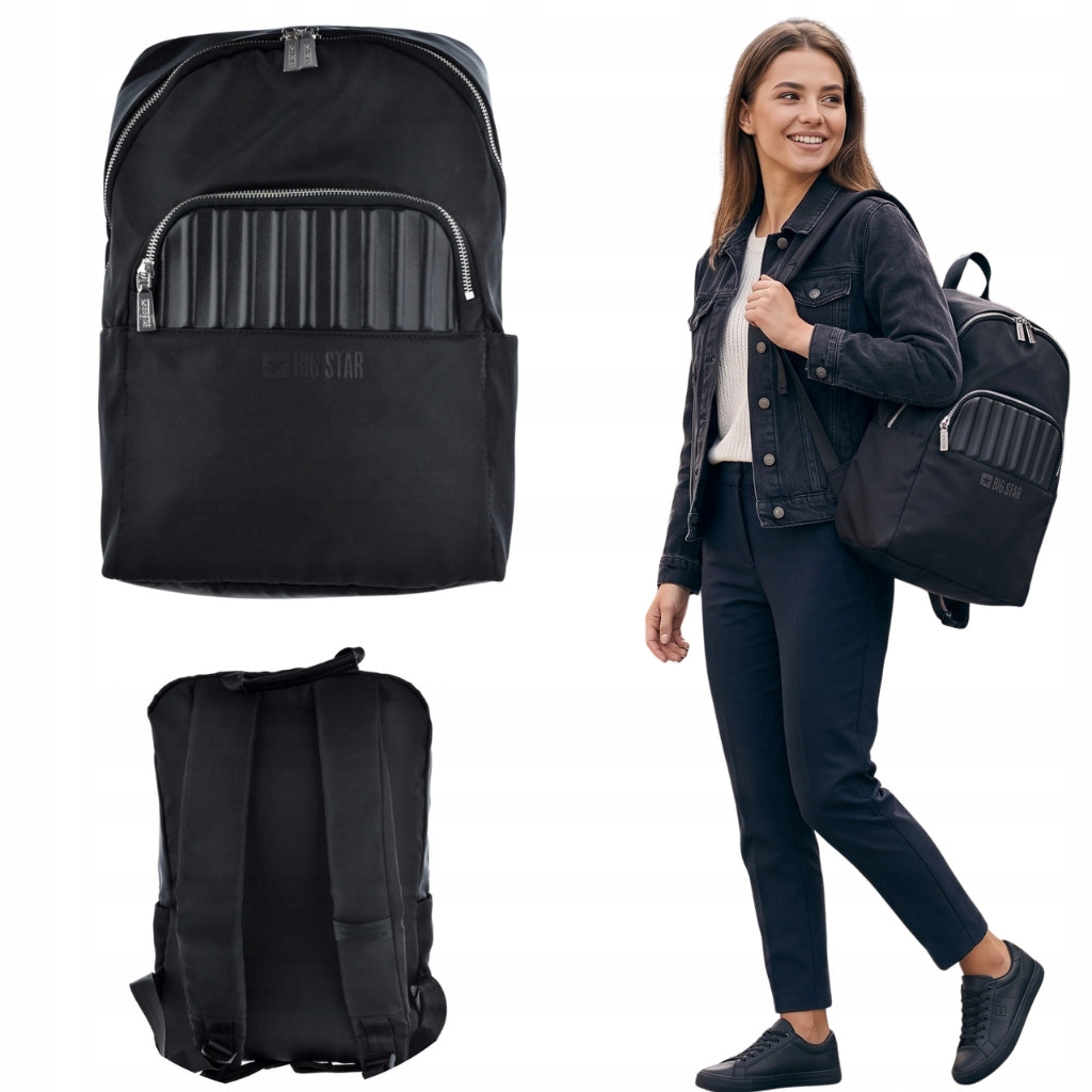 Backpack Big Star KK574026 black urban sports with 3D panel