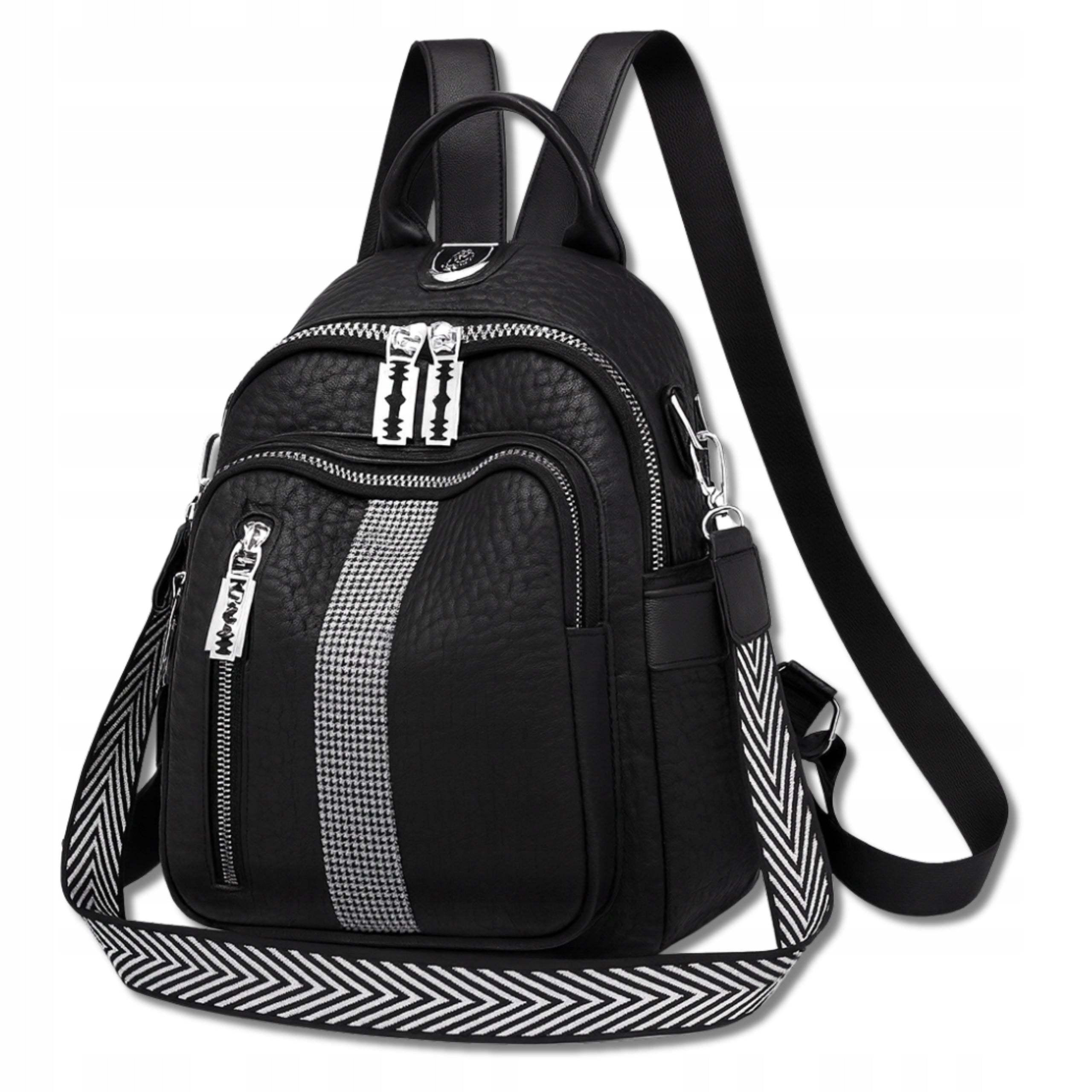 Backpack Black Waterproof Quilted Women's Spacious 2in1 Shoulder Two Straps