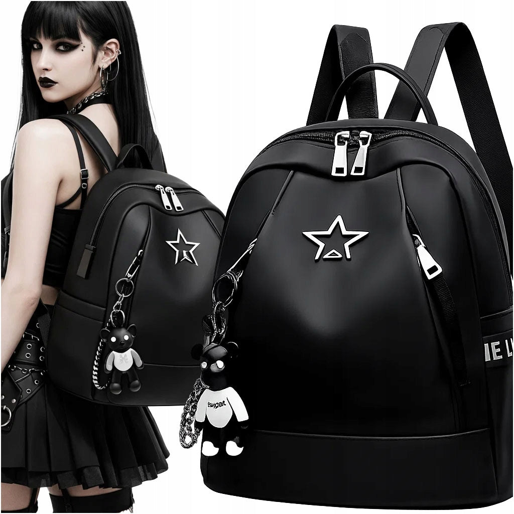 Backpack Black Waterproof School City Spacious with Zippers Women Lightweight Packaging status original