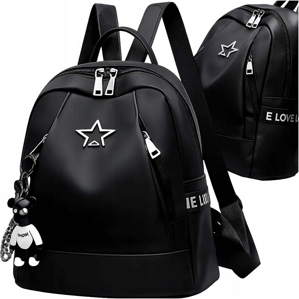 Backpack Black Waterproof School City Spacious with Zippers Women Lightweight