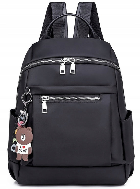 Backpack Black with Keychain BEAR Women's Urban Stylish Gift