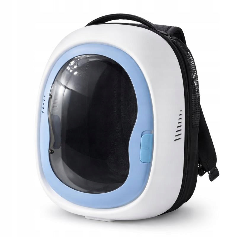 Backpack Capsule for Cat and Small Dog with Panoramic Window White Blue