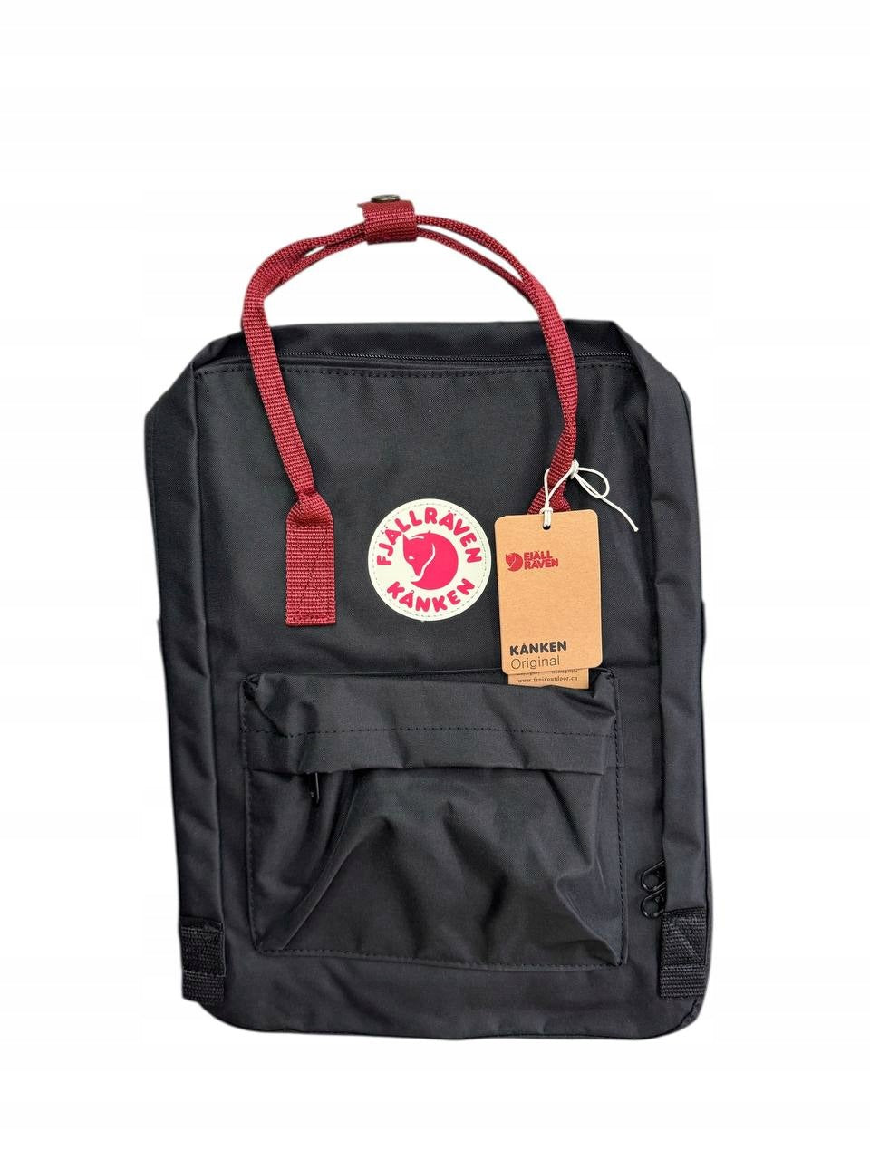 Backpack Fjallraven Kanken black with red handles Classic 16L