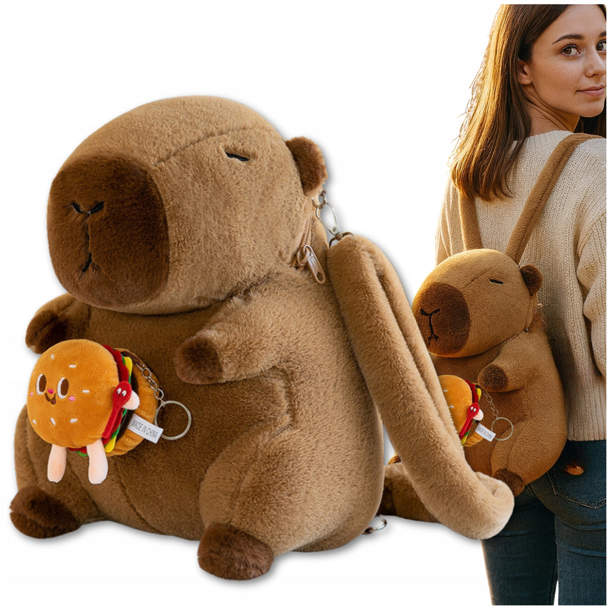 Backpack For Girl Boy Preschooler Capybara Spacious Brown Plush