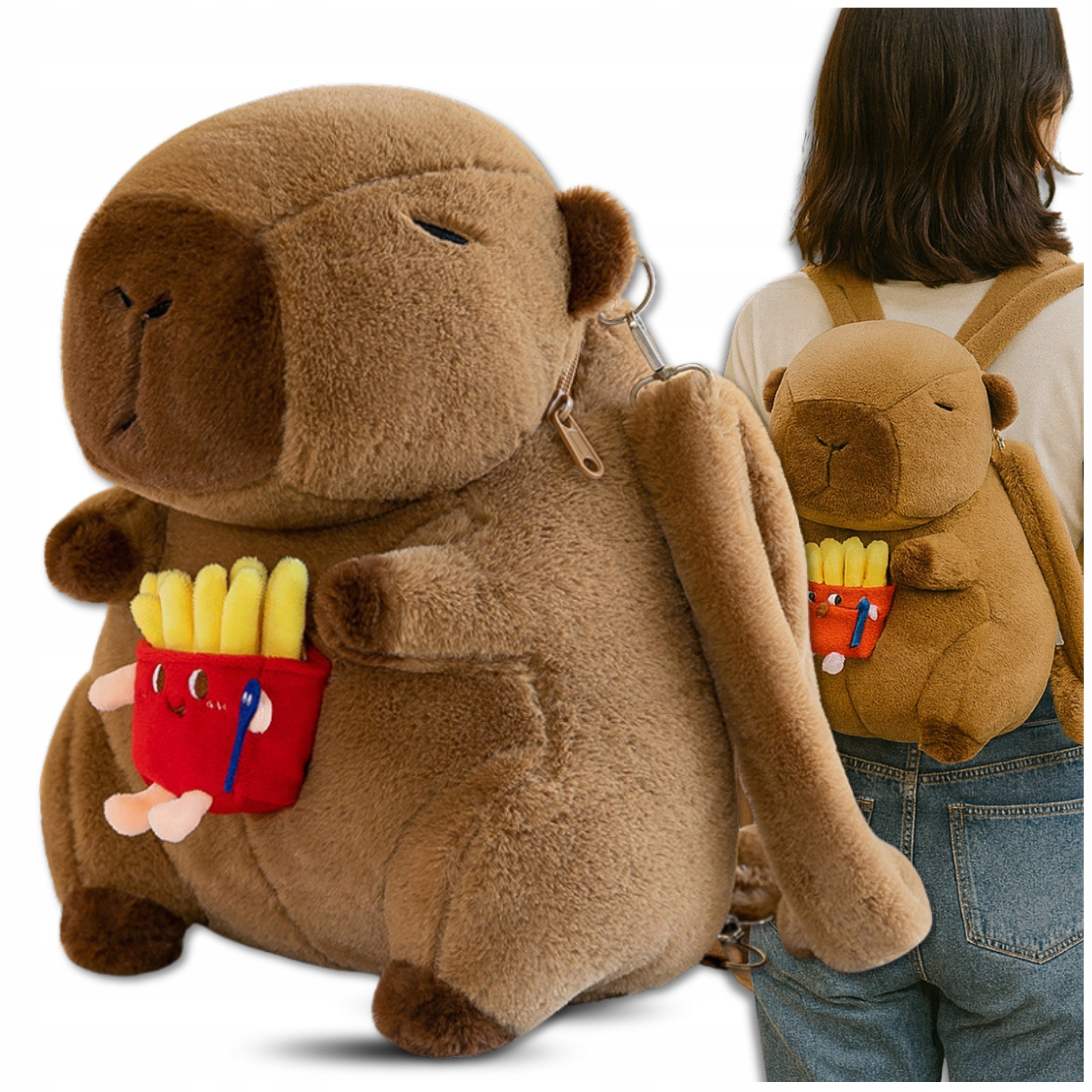 Backpack For Girl Boy Preschooler Kapibara Plush Spacious Brown