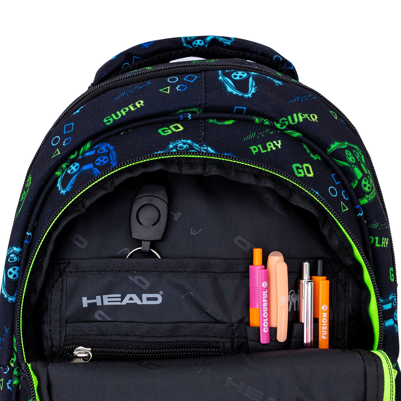 Backpack HEAD GO PLAYING NEON, AB300 for boy class 4 8 Brand Head