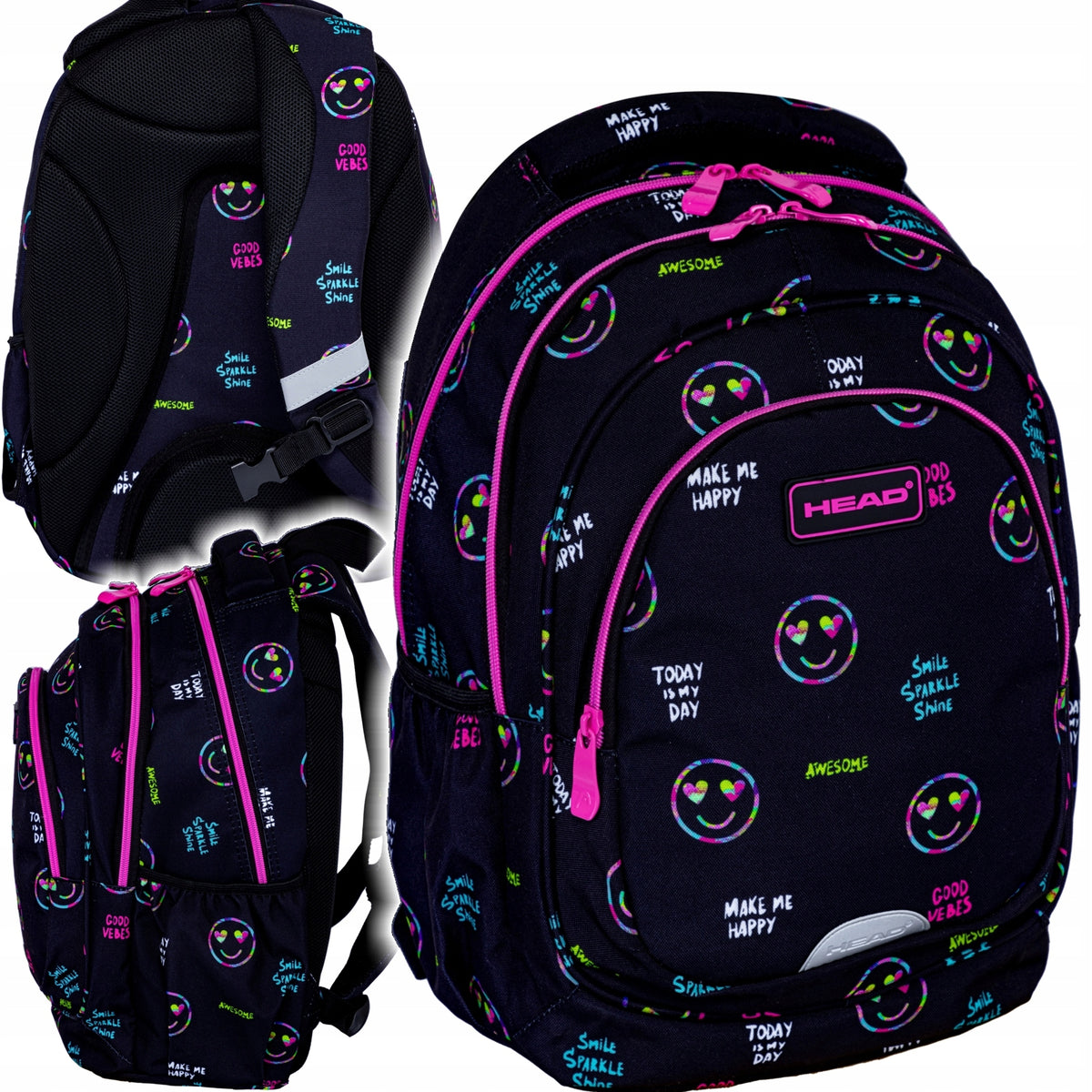 Backpack HEAD SMILE SPARKLE SHINE! up to 1st class, 3-chamber, ERGOBACK system