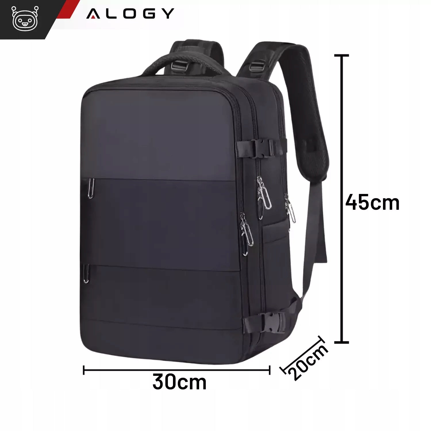 Backpack Hand Luggage for Airplane 45x30x20 Wizzair Cabin USB FORPLANE Manufacturer code Plecak pojemny duży do samolotu 74393
