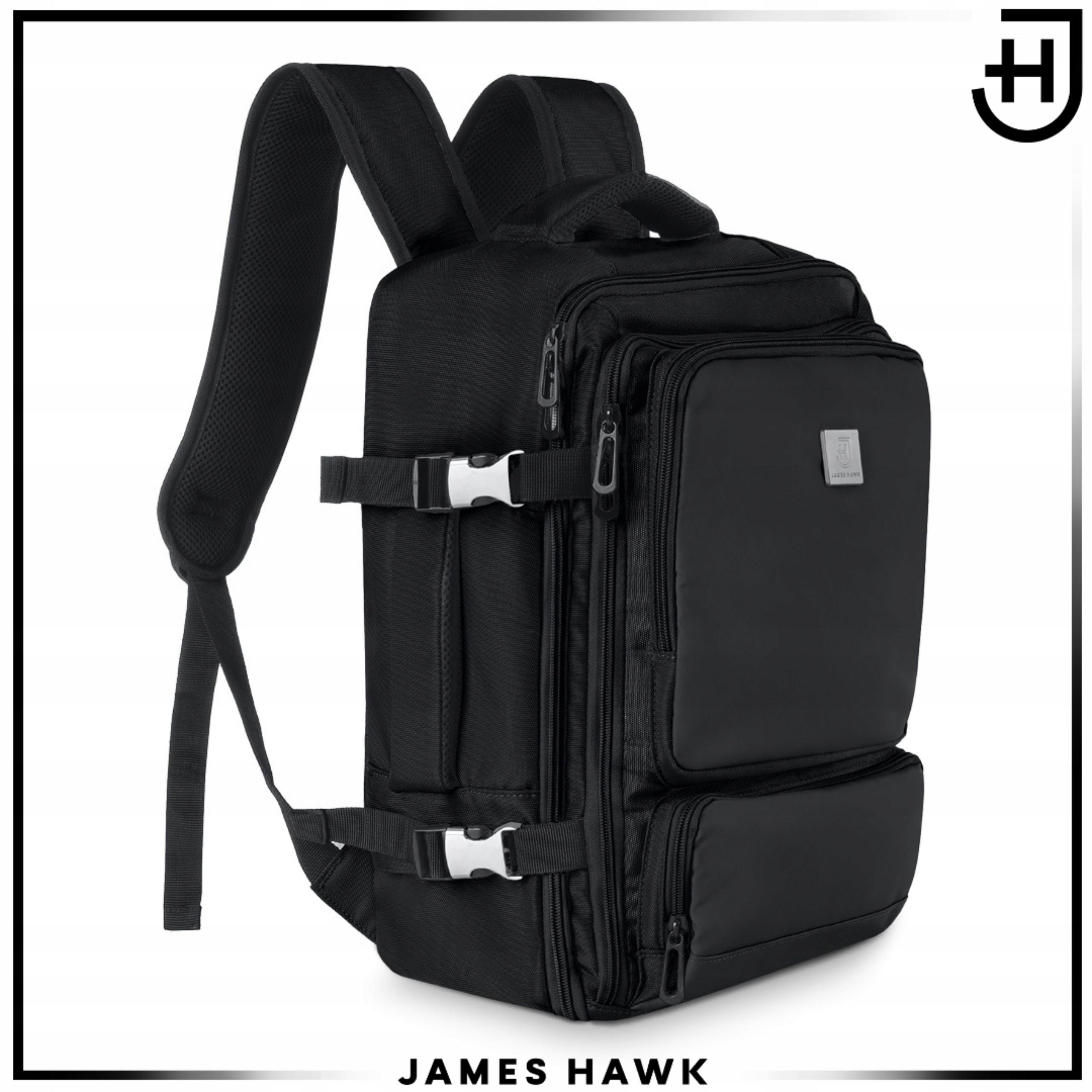 Backpack Hand Luggage for Airplane James Hawk Bag Ryanair 40x30x20 Black Packaging status original