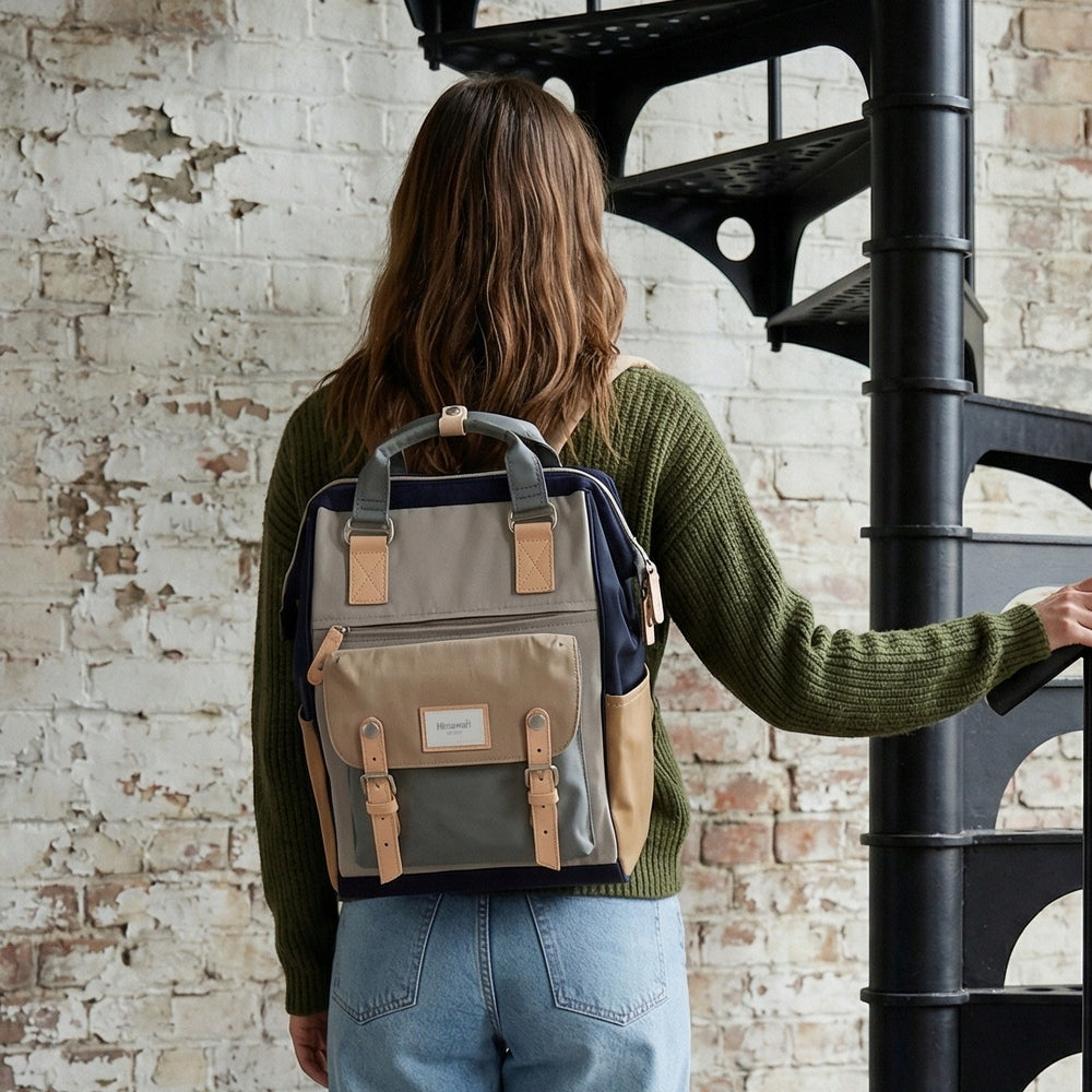Backpack Himawari 9018 for laptop 15,6" with USB #01 grey-coffee-blue Brand Himawari