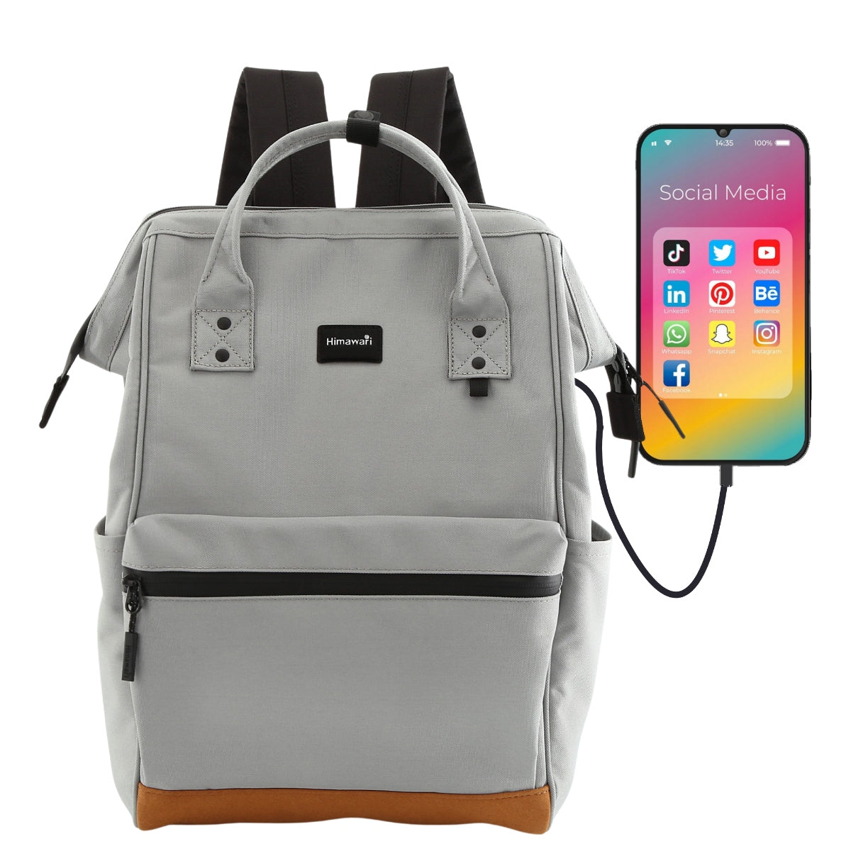 Backpack Himawari roomy with USB port women fits A4 fashionable urban