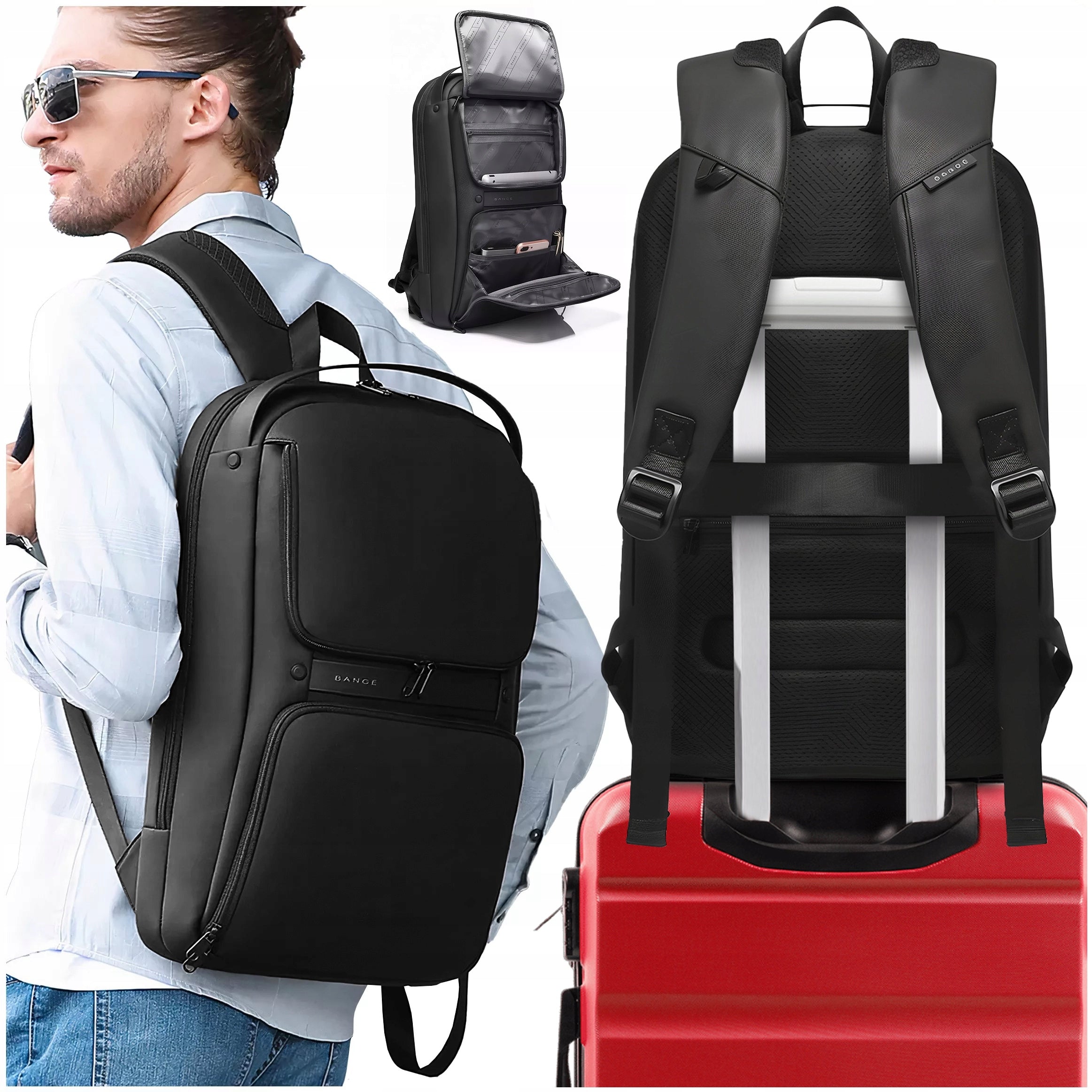 Backpack Laptop Bag Travel Handheld for Airplane Business Large with USB Packaging status original