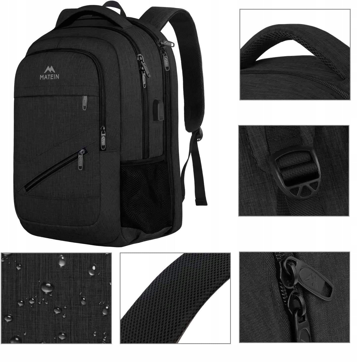 Backpack MATEIN for laptop 17,3" 35L business urban roomy black with USB Brand Matein