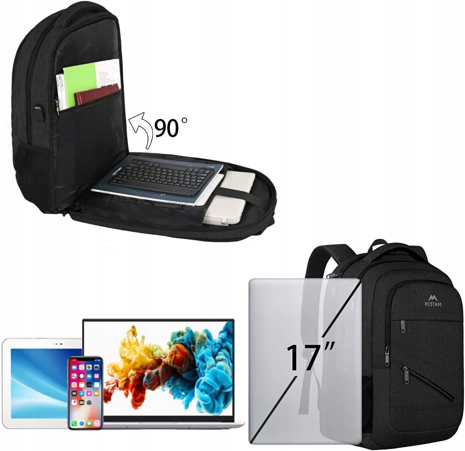 Backpack MATEIN for laptop 17,3" 35L business urban roomy black with USB Packaging status original