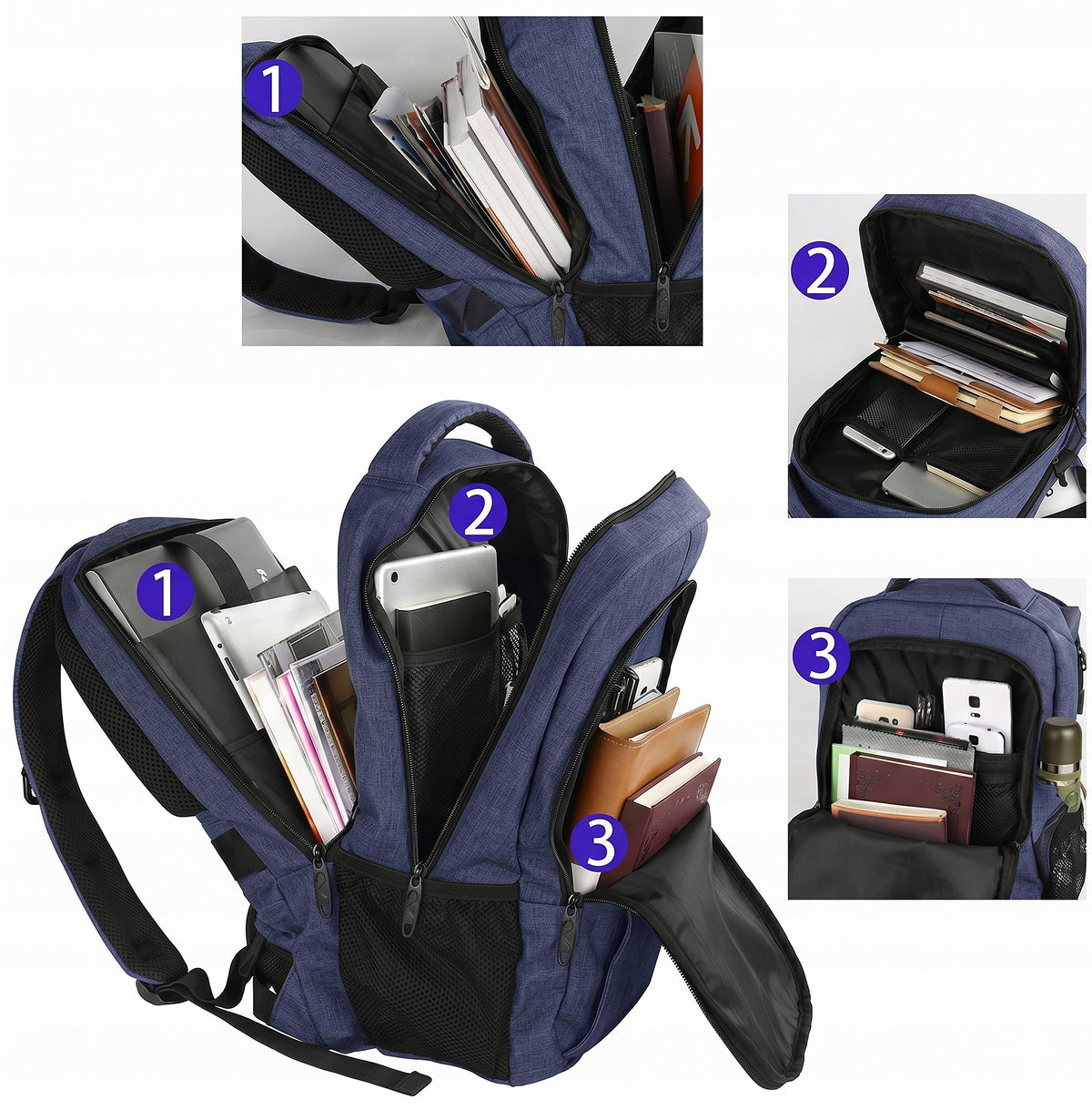 Backpack MATEIN for laptop 17,3" USB 3 Business Chambers BLUE 1007 Packaging status original