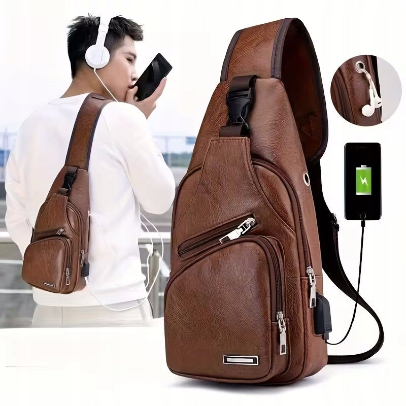 Backpack One Shoulder Bag Sachet Brown with Eco-Leather