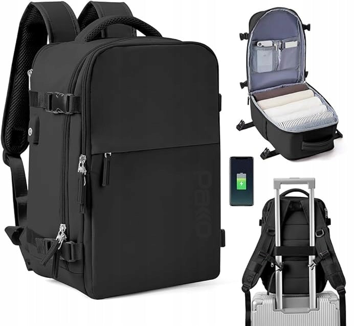 Backpack PAKKO Hand Luggage for Airplane Wizzair Rayanair 40x20x25 USB T140