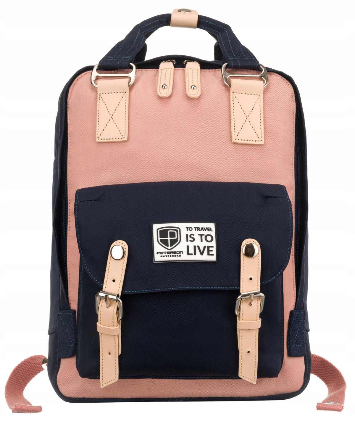 Backpack PETERSON city school PTN 2023-7-1461 navy-pink Brand Peterson