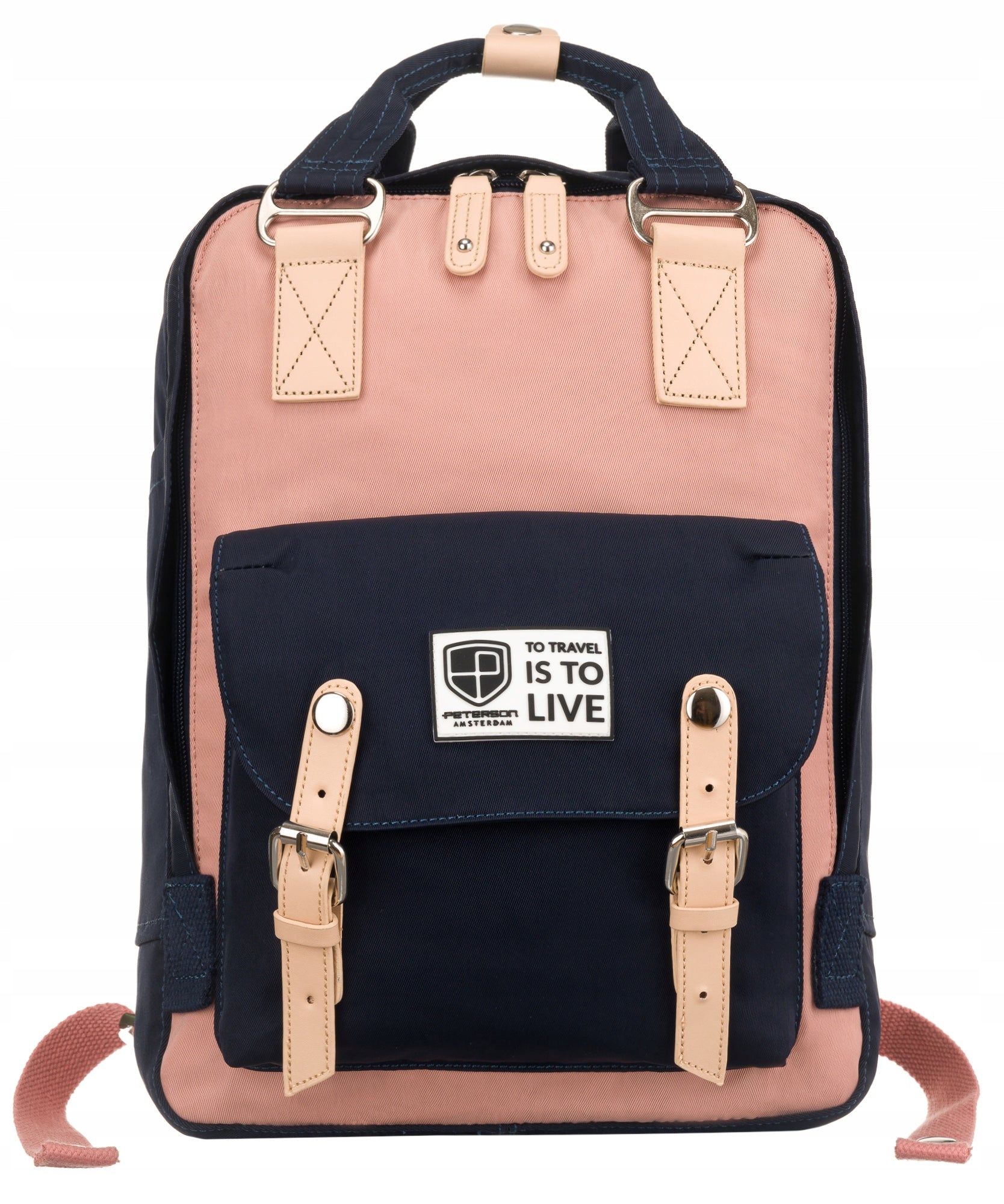 Backpack PETERSON city school PTN 2023-7-1461 navy-pink Brand Peterson