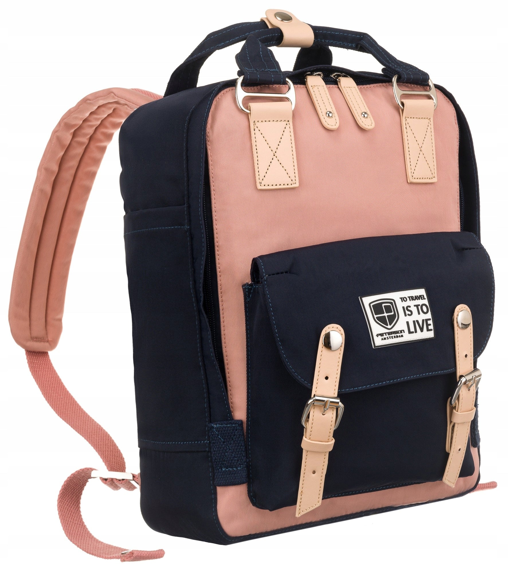 Backpack PETERSON city school PTN 2023-7-1461 navy-pink