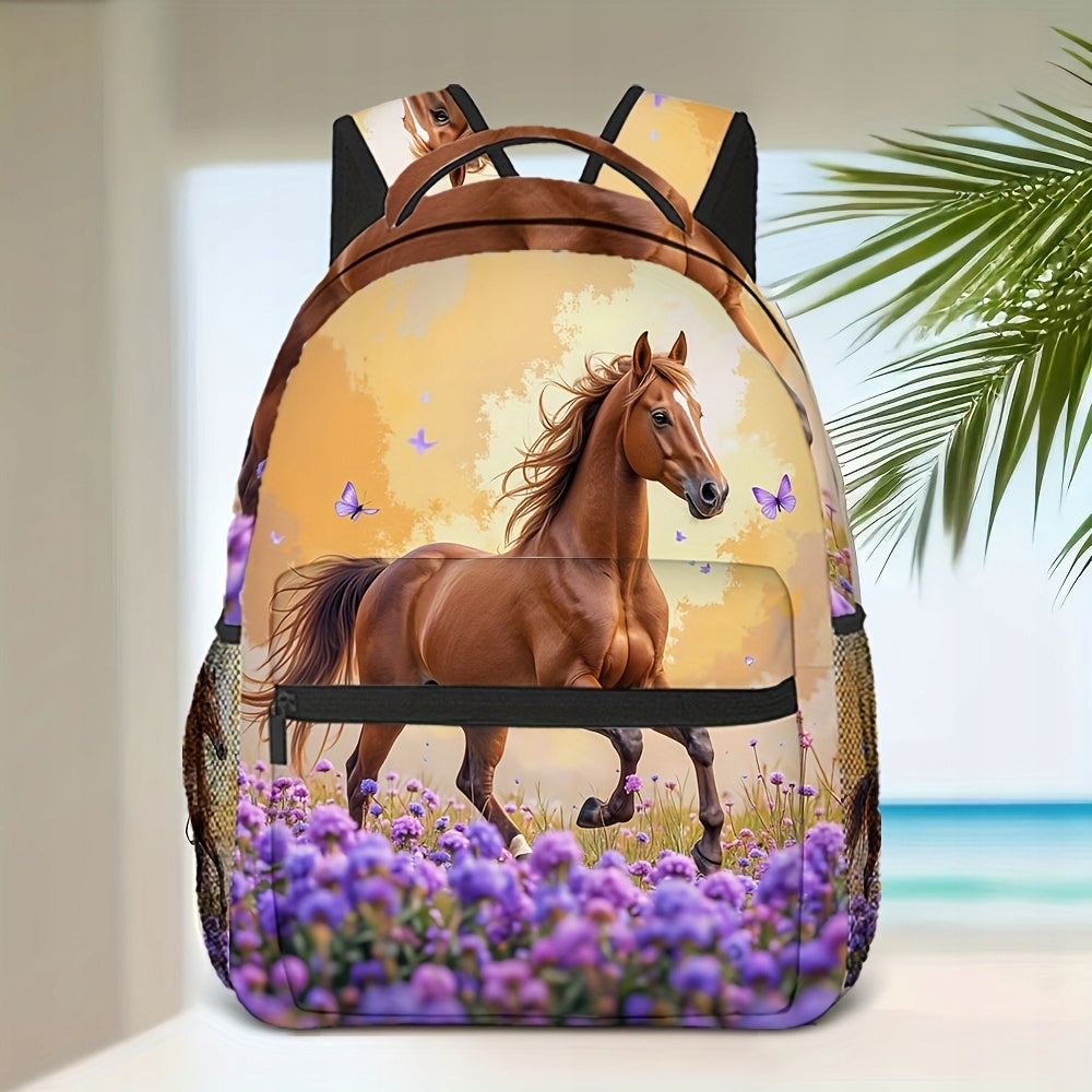 Backpack - Purple, Brown, Yellow - Cool, Functional, for Students