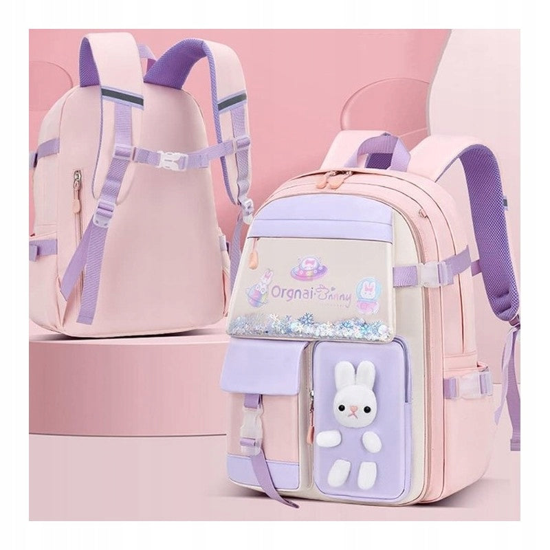 Backpack RABBIT sweet school universal TORNISTER pockets, reflectors Brand Ecarla