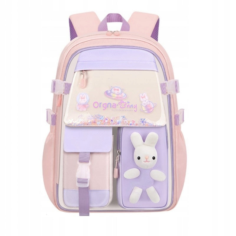 Backpack RABBIT sweet school universal TORNISTER pockets, reflectors