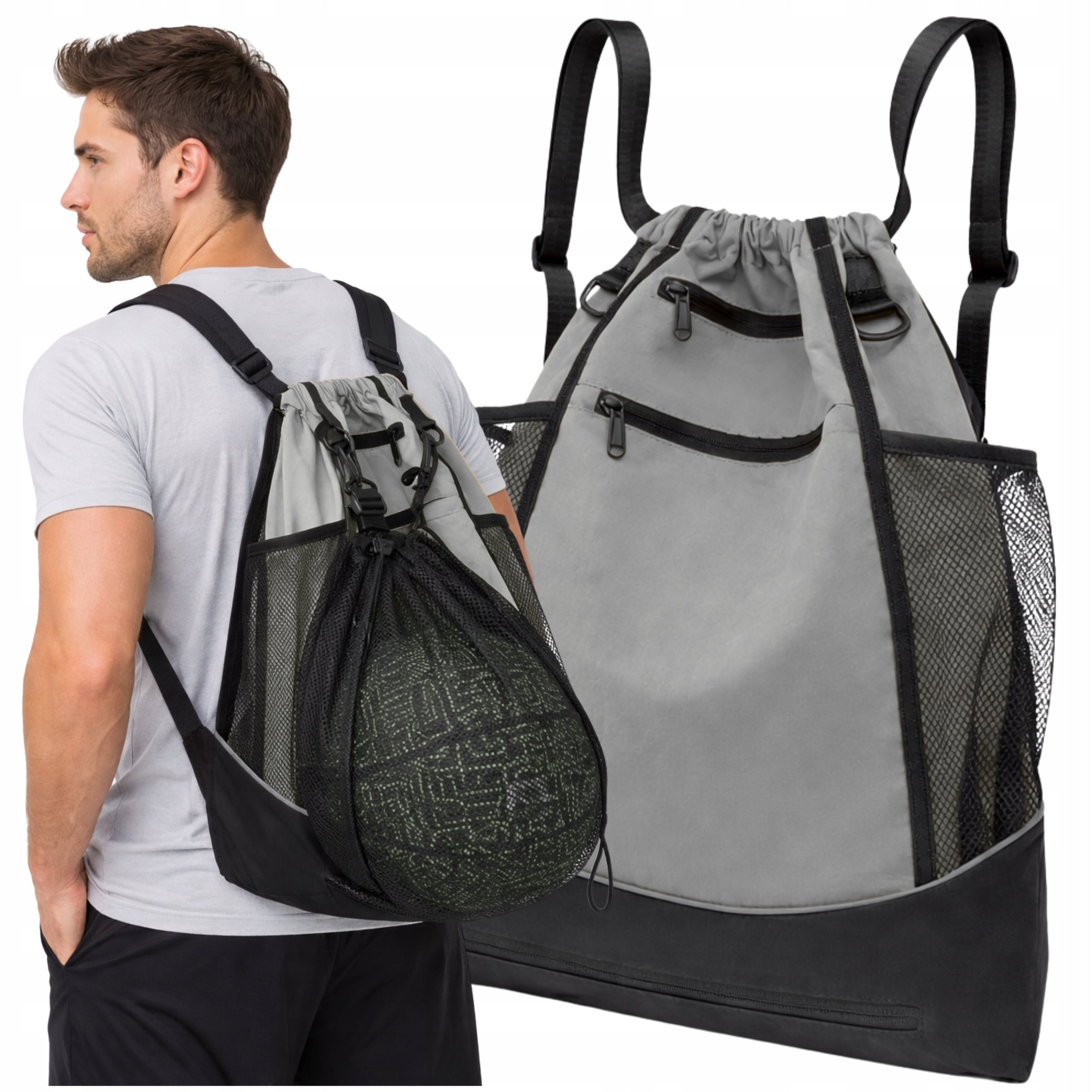 Backpack Sports School Bag Waterproof Training Bag Gyms Grey Packaging status original