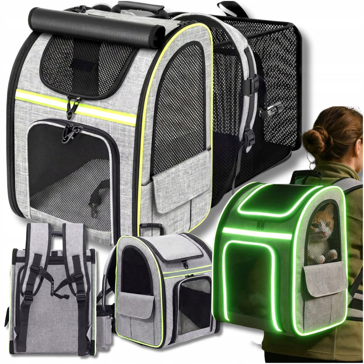 Backpack Transporter For Cat Rabbit Dog Large Playpen With Reflective Ventilation