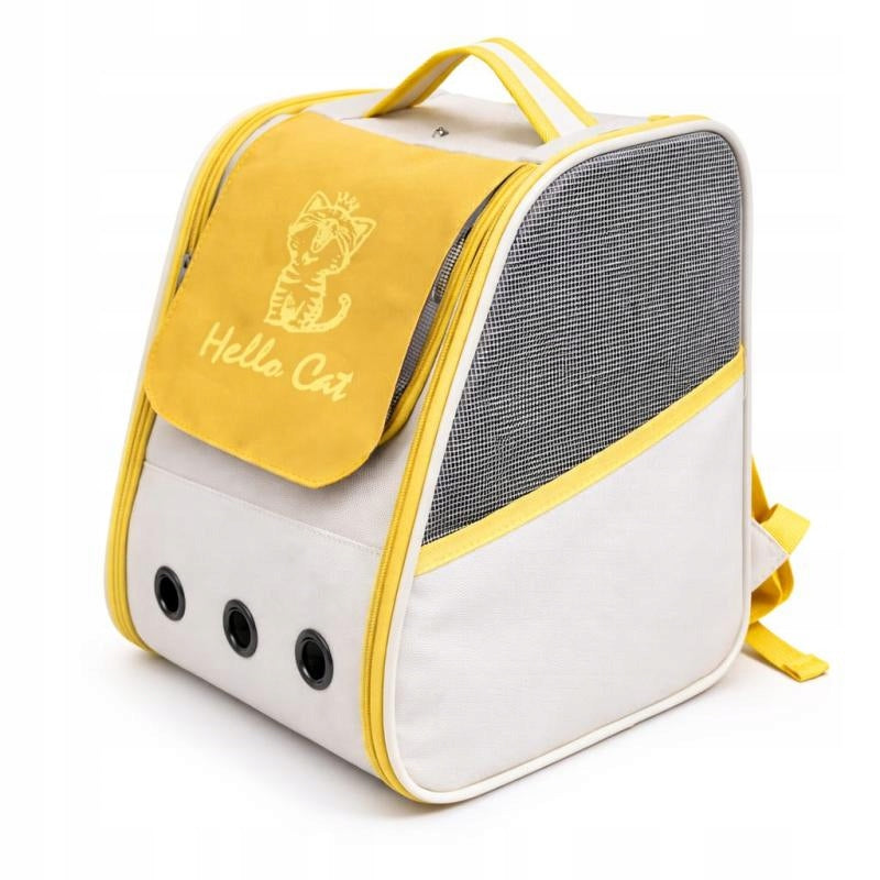 Backpack Transporter For Cat and Small Dog HELLO CAT Colour Yellow up to 7,5 kg