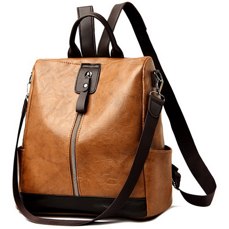 Backpack Women's Bag 2in1 Work Elegant Eco Leather BROWN Anti-Theft