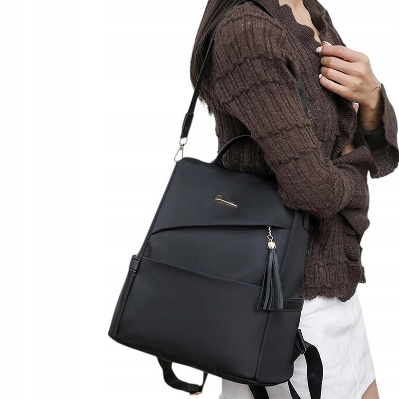 Backpack Women's Bag BLACK 2in1 Anti-Theft Backpack Pompon Elegant Packaging status original